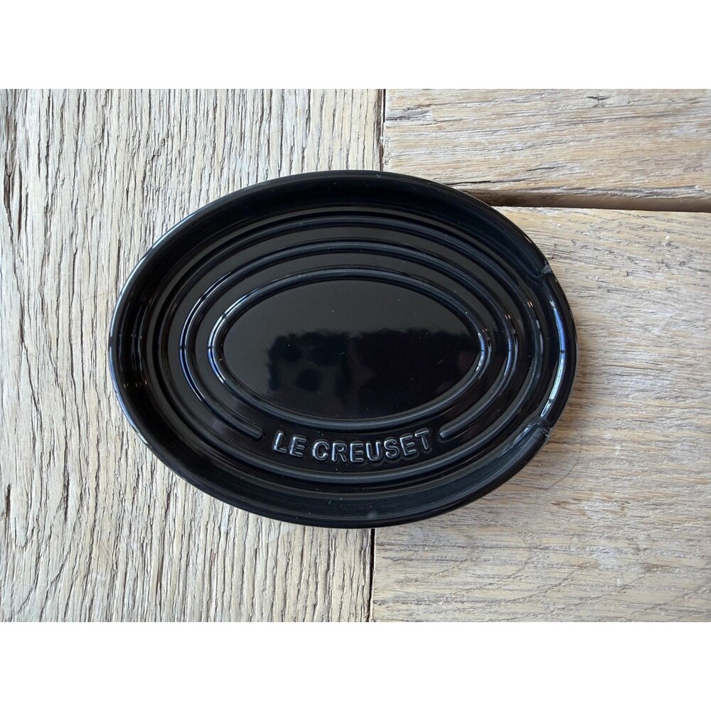 Le Creuset Stoneware Oval Spoon Rest Shiny Black Onyx NEW